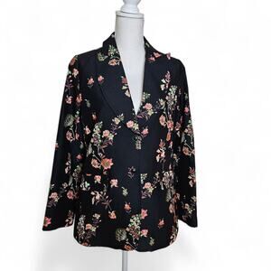 Nuvula Womens Avant-Garde Sophisticated Black Floral Blazer Jacket Size L